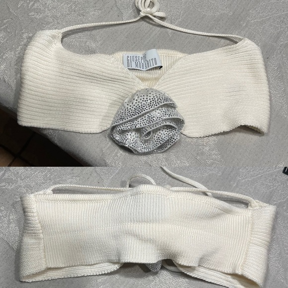 GIUSEPPE DI MORABITO | Side Cut-out Midi Skirt and Bralette in Milk White - Picture 3 of 11